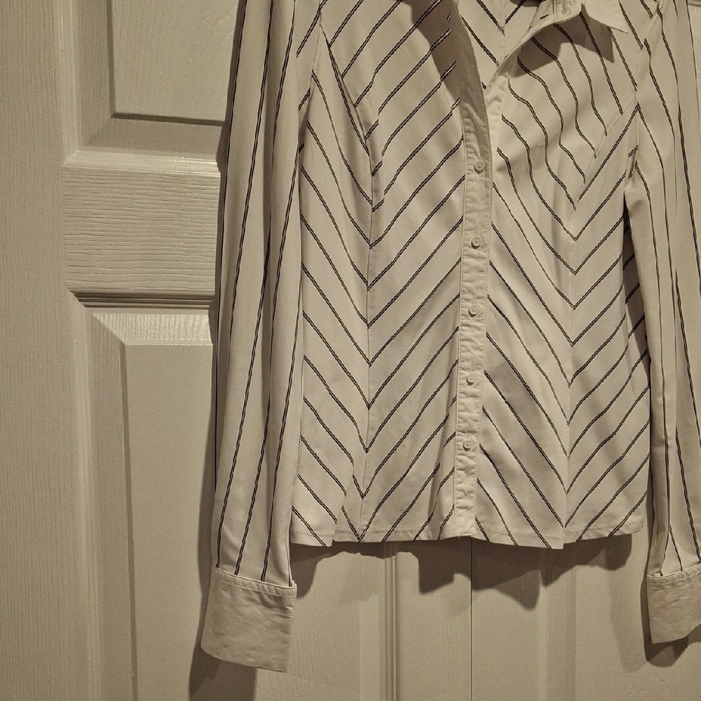 Chic Chevron Striped Button Down Shirt - image 4